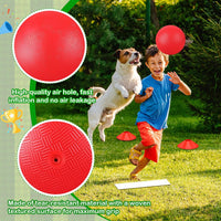 Hiboom kickball set with four 10 inch red balls, rubber bases and air pump - view 28