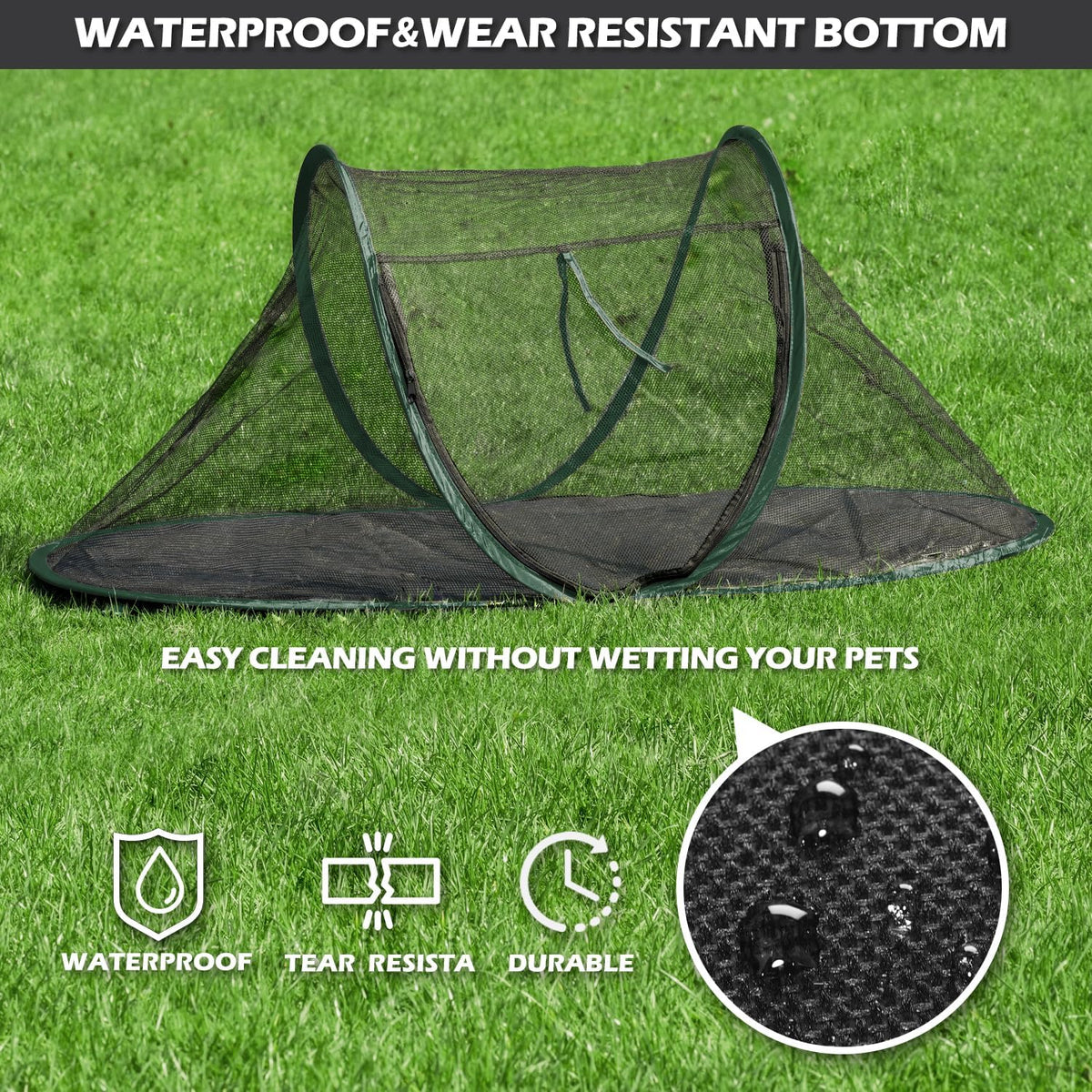 Cat Tent Outdoor, Pet Enclosure Tent Suitable for Cats and Small Animals, Indoor Playpen Portable - Dark Green - image 3