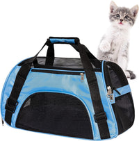 MuchL Cat Carrier for Cats Soft-Sided Travel Pat Carrier for Cat - Small-Blue