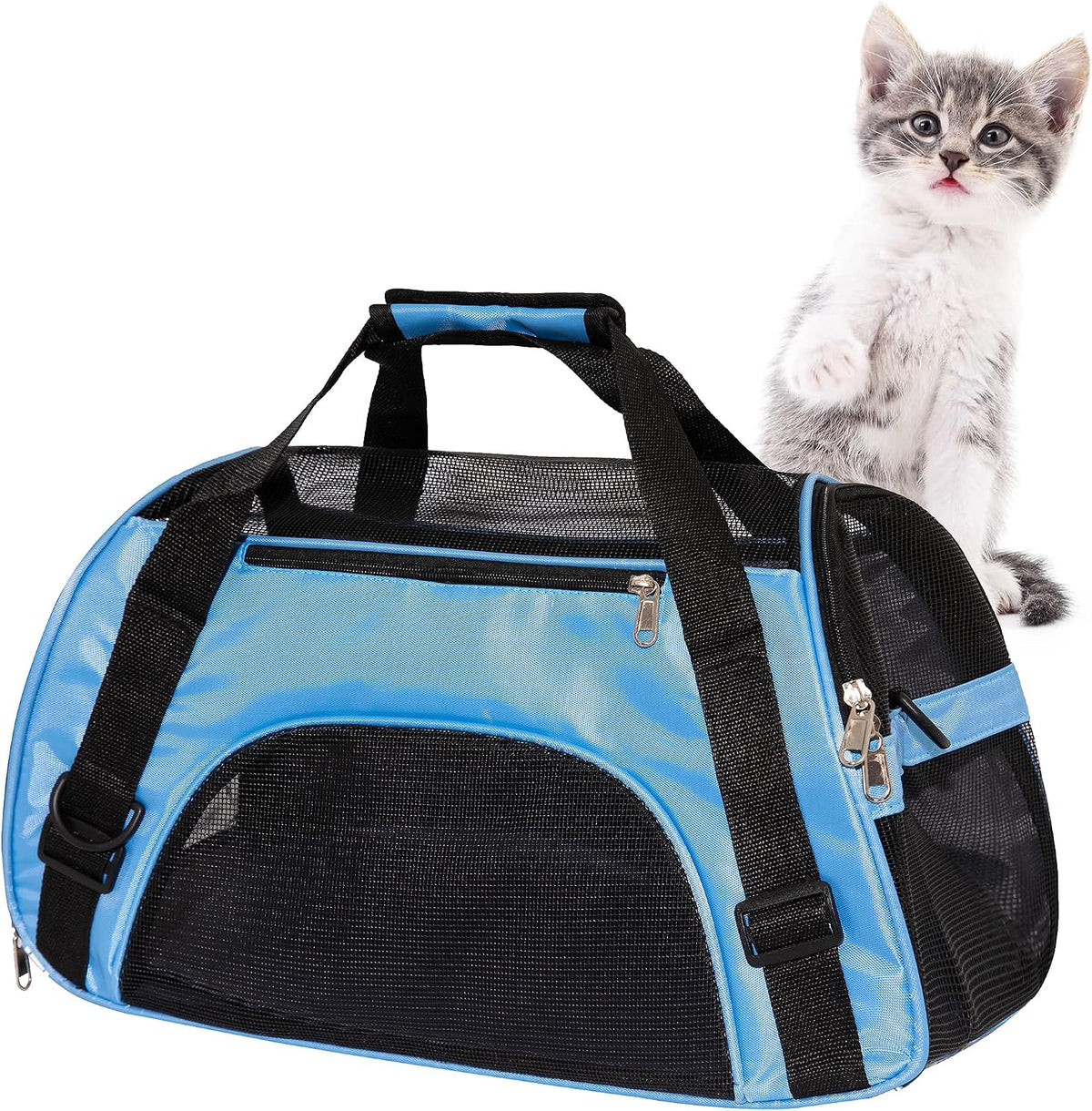 MuchL Cat Carrier for Cats Soft-Sided Travel Pat Carrier for Cat - Small-Blue