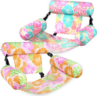 SLOOSH Inflatable Pool Floats Adult - Blue,Orange-Tropical Flowers