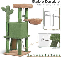 Yaheetech Cactus Cat Tree, 42in Cat Tower for Indoor Cats, Multi Level Kitten Condo Scratching Post, Cat Activity Center Pet Furniture w/Ball, Plush Perch, Platform, Basket