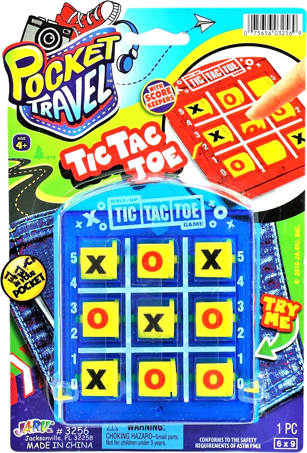 JA-RU Portable Tic Tac Toe Mini Board Game 3256-1p – Fun for Kids & Family - 1 Pack / Tic Tac Toe