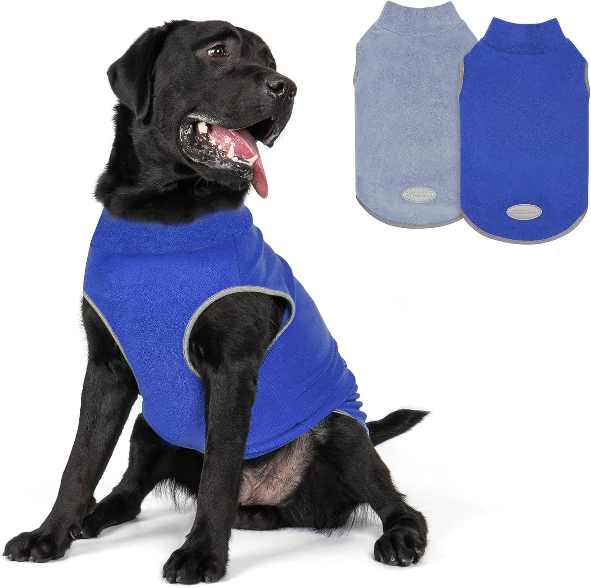 2 Pack Fleece Dog Sweater Pullover Lightweight Reflective Jacket – Essentials for Dogs - Blue & Mist Blue / XXX-Large