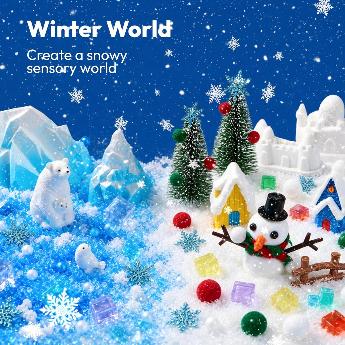 JOVA Klever Kits Construction Sensory Bin for kids Glow - Snow - image 2