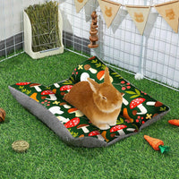 15"x14" Soft Plush Rabbit Bed Washable Cuddle Mat for Small Pets – Daily Care for Small Pets - Green Mushrooms / Large - image 2