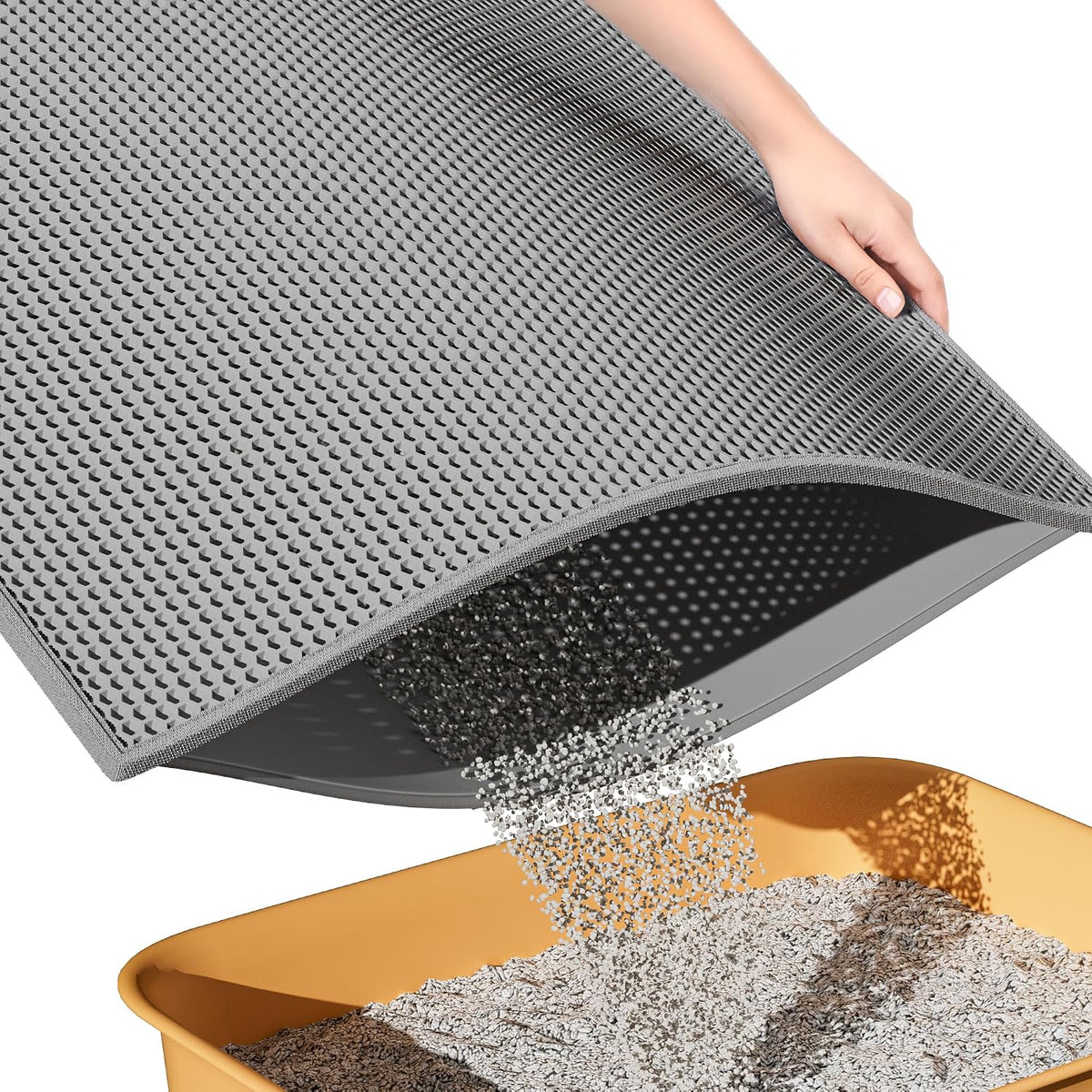 ESTHELLO Cat Litter Mat Honeycomb Double Layer Design 24’’ x 15’’ Gray – Daily Care for Cats - Gray / 30x24 Inch