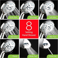 Hotel Spa AquaCare for California As-Seen-On-TV High Pressure Handheld Rain 50-mode 3-way Shower Head Combo with Adjustable Arm, Anti-clog Jets, Tub & Pet Power Wash, 6 ft. Stainless Steel Hose