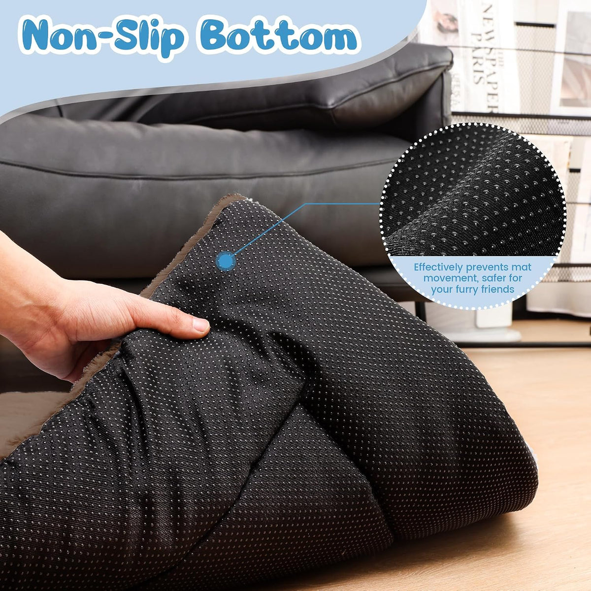 Dog Crate Pad, Washable Cozy Dog Bed Mat for Medium Dogs 36"x23" - 48.0"L x 30.0"W x 1.5"Th / Brown - image 3