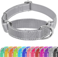 Martingale Dog Collar, Adjustable No Buckle Slip Collar, XS - Grey / Small(Length:11-15'', Width:3/4'')