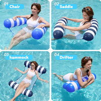 SLOOSH 2 Packs Hammock Pool Floats Adults - Strip-Blue, Navyblue - image 2