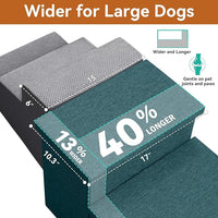 Dog Stairs with Storage 18" H, 3-Step Wider Dog Steps for Small/Medium/Large Old Dogs Cats, Folding Sturdy Pet Stairs for Climbing Bed Couch, Ramp for Car Hold Up to 200 lbs, Dark Green