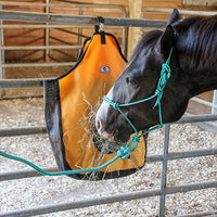 Majestic Ally 1200 D Hay Feeder Tote Bag for Horses, Sheep with Reflective Trim- Reduces Waste - Comes with 36” Hay Net. (Red)