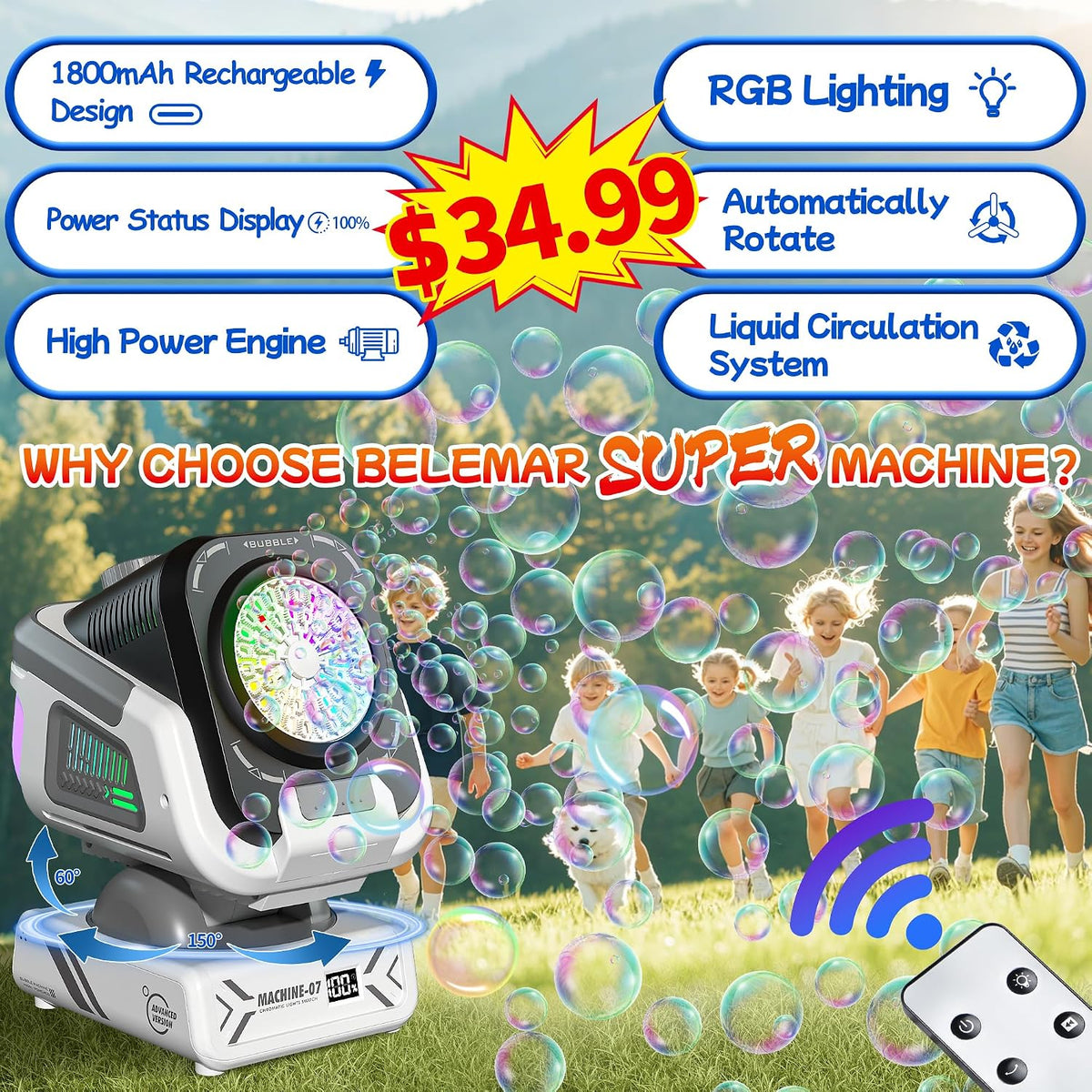 Upgraded Bubble Machine Outdoor Toys for Kids & Wedding Party – Fun for Kids & Family - Black - image 2