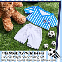 2 Pcs Rainbow PJ's Bear Clothes Outfit Stuffed Animal - Soccer / Blue White - image 2