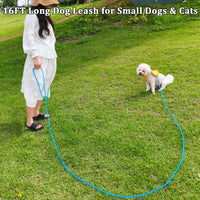 WYuZe 5ft Puppy Leash for Small Dogs Cats - Blue / 16 FT (3~26 lbs) - image 2