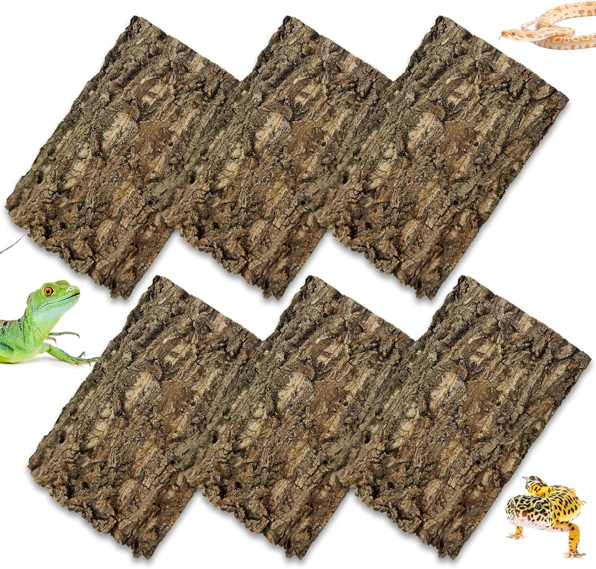 10PCS Cork Tile Background Bark 7.9”Lx7.9”W Reptile Tank Background - 6PCS - 11.8” x 7.9”