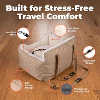 Best Pet Supplies Elevated Dog Car Seat for Small Dogs - Booster (Brown) / 21" x 20" x 14" - image 3