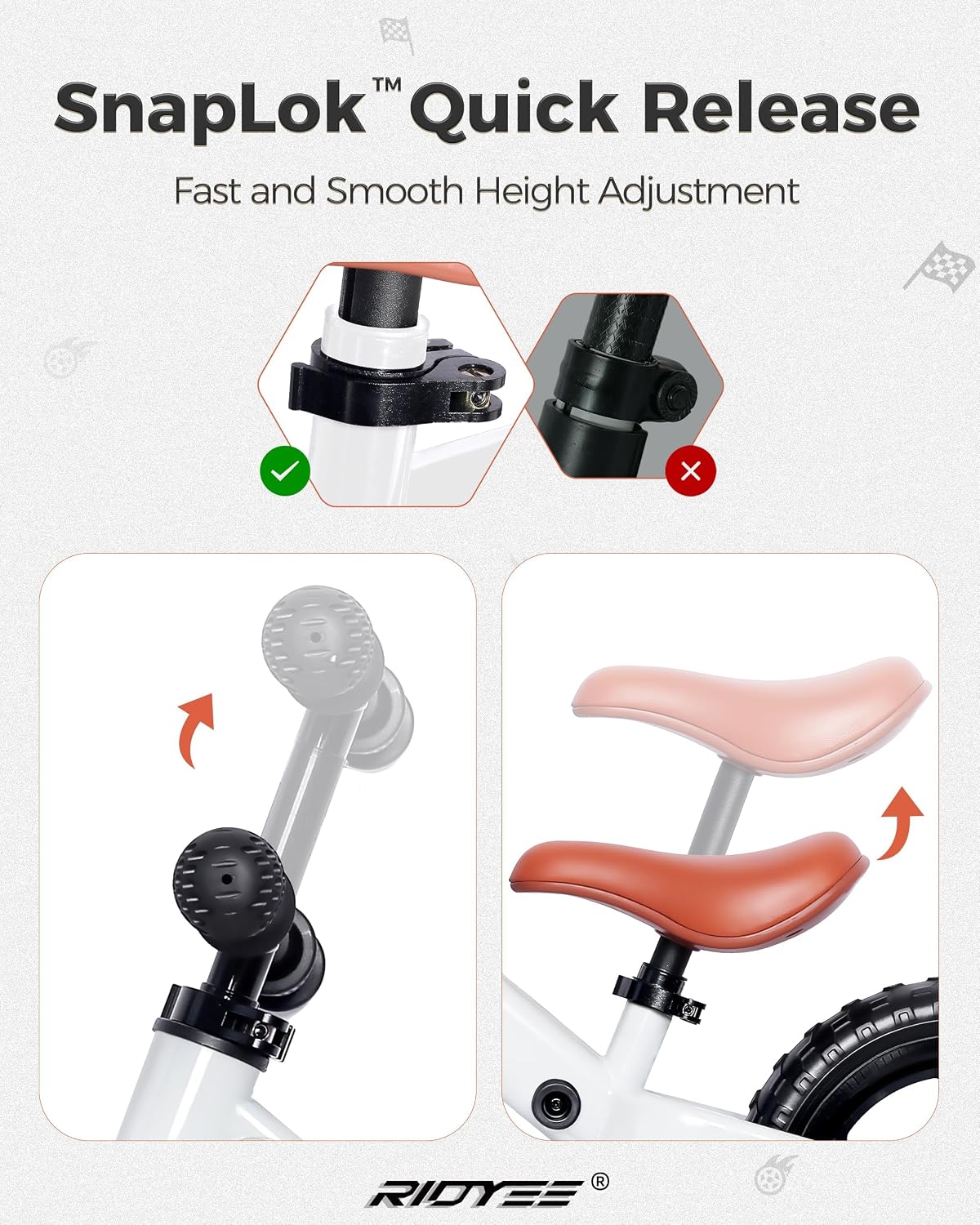 RIDYEE Toddler Balance Bike 2 Year Old - Snowy - image 3
