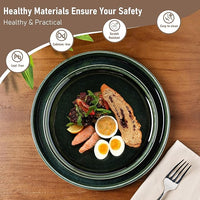 GBHOME Ceramic Dinnerware Sets for 6, 18 Pieces Stoneware Plates and Bowls Sets, Reactive Glaze Dishes -Scratch Resistant, Dishwasher&Microwave Safe, Earth Green