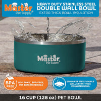 Master Pet Supply Stainless Steel Dog Bowls 128 oz Heavy Duty Aqua Sky – Essentials for Dogs - Emerald Sea / 16 Cups (128 oz) - image 2