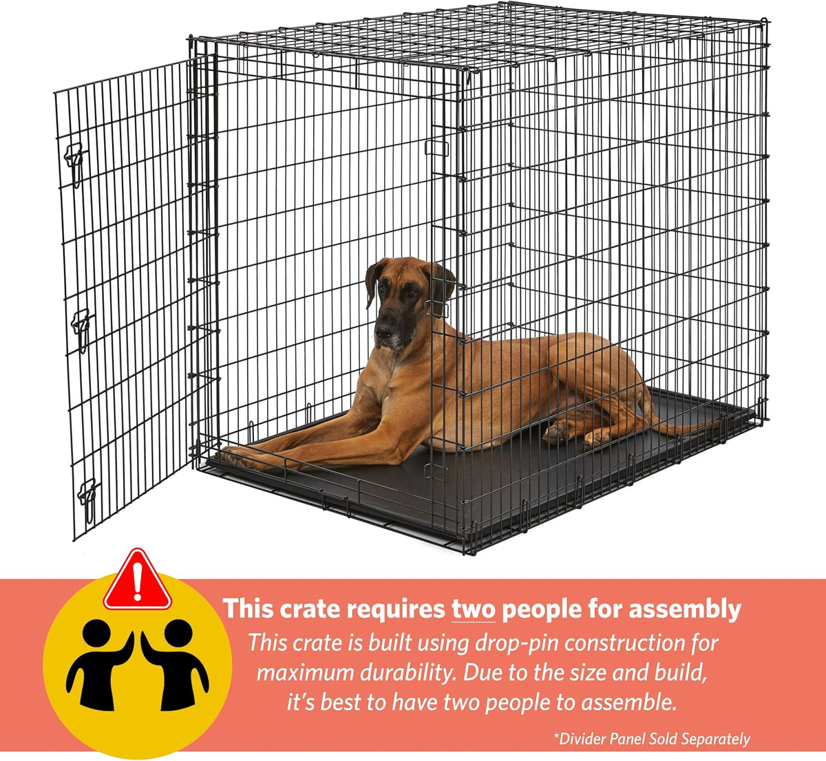 Solutions by Midwest 54-Inch Double Door Crate, Giant Breed Dogs - Black - Single Door / XXL (54"L) - image 2