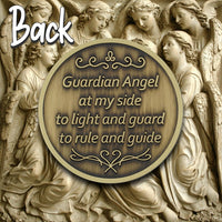 The Token Shop pewter guardian angel coin medallion with aqua crystal lantern - view 8