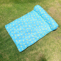 PUMYPOREITY Cooling Dog Bed, Pet Cooling Mat with Pillow, Ice Silk Cooling Dog Blanket, Self Cooling Pad for Cat,Dog, Washable Summer Pet Mat for Kennel, Crates, Sofa, Floor, Blue, L