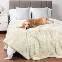 PetAmi Waterproof Dog Blanket for Couch Protector Pet Throw - Beige / Queen (90x90)
