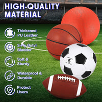Lenwen sports balls set with basketball, soccer ball, football, playground ball, pump and bag - view 16
