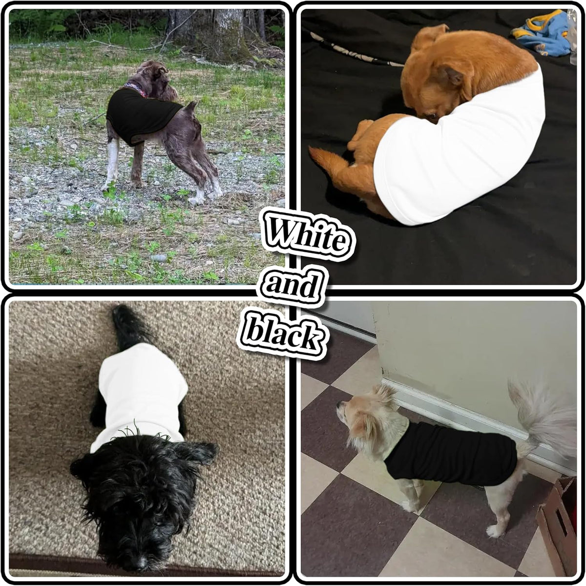 2 Pack Solid Color Dog Shirts, Lightweight, Quick Dry - Black,White / S (14'' Chest) - image 2
