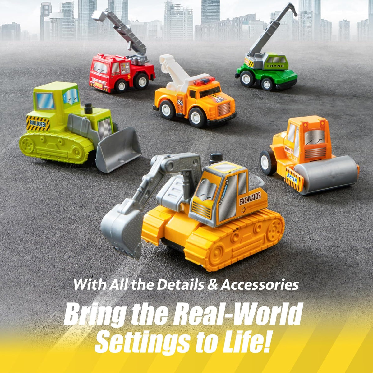 JOYIN 18 Pcs Pull Back City Cars and Trucks Toy Vehicles Set - Classic Cars Set - image 3