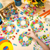 Hollowfly Thanksgiving paper wreath craft kits with gem stickers, ribbons and wool balls - view 35