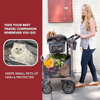 Pet Foldable Cart - Luxury Cat & Dog Stroller with Extra Large Shopping Basket, Cup Holders, & Ventilated Canopy - Easy Fold Pet Stroller for Cats & Dogs