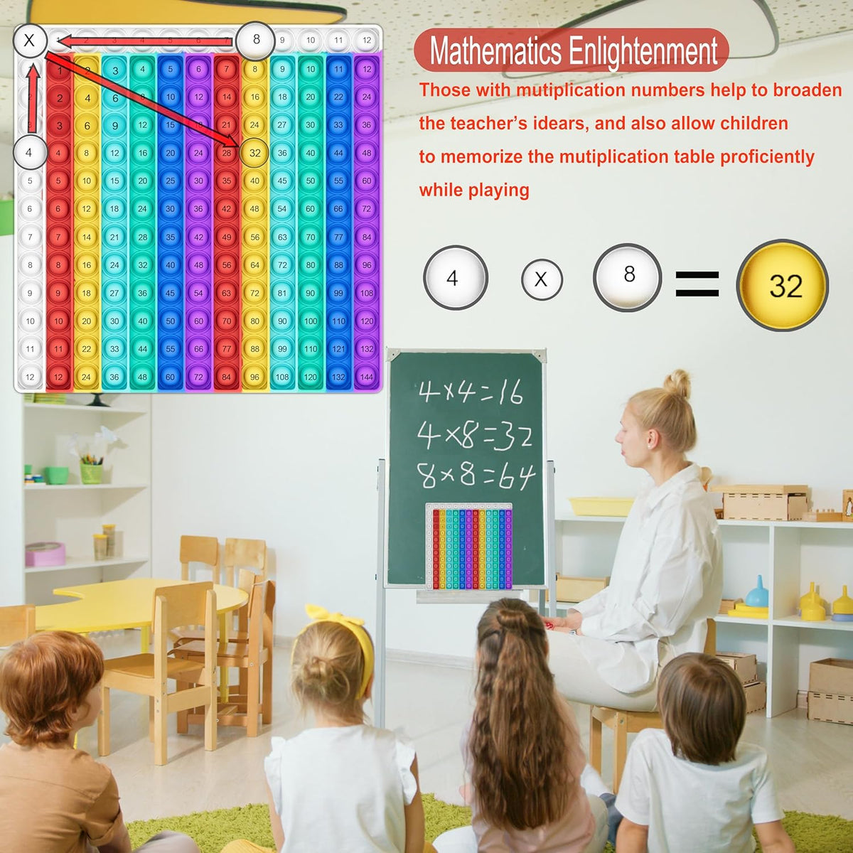 COOVA Multiplication Chart Pop It, Multiplication Game Board - Math Flash Cards - image 4