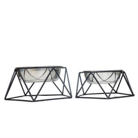 Country Living Elevated Single Dog Bowl Feeder – Geometric Design with Removable Stainless Steel Bowl - BIG FRENCHIES