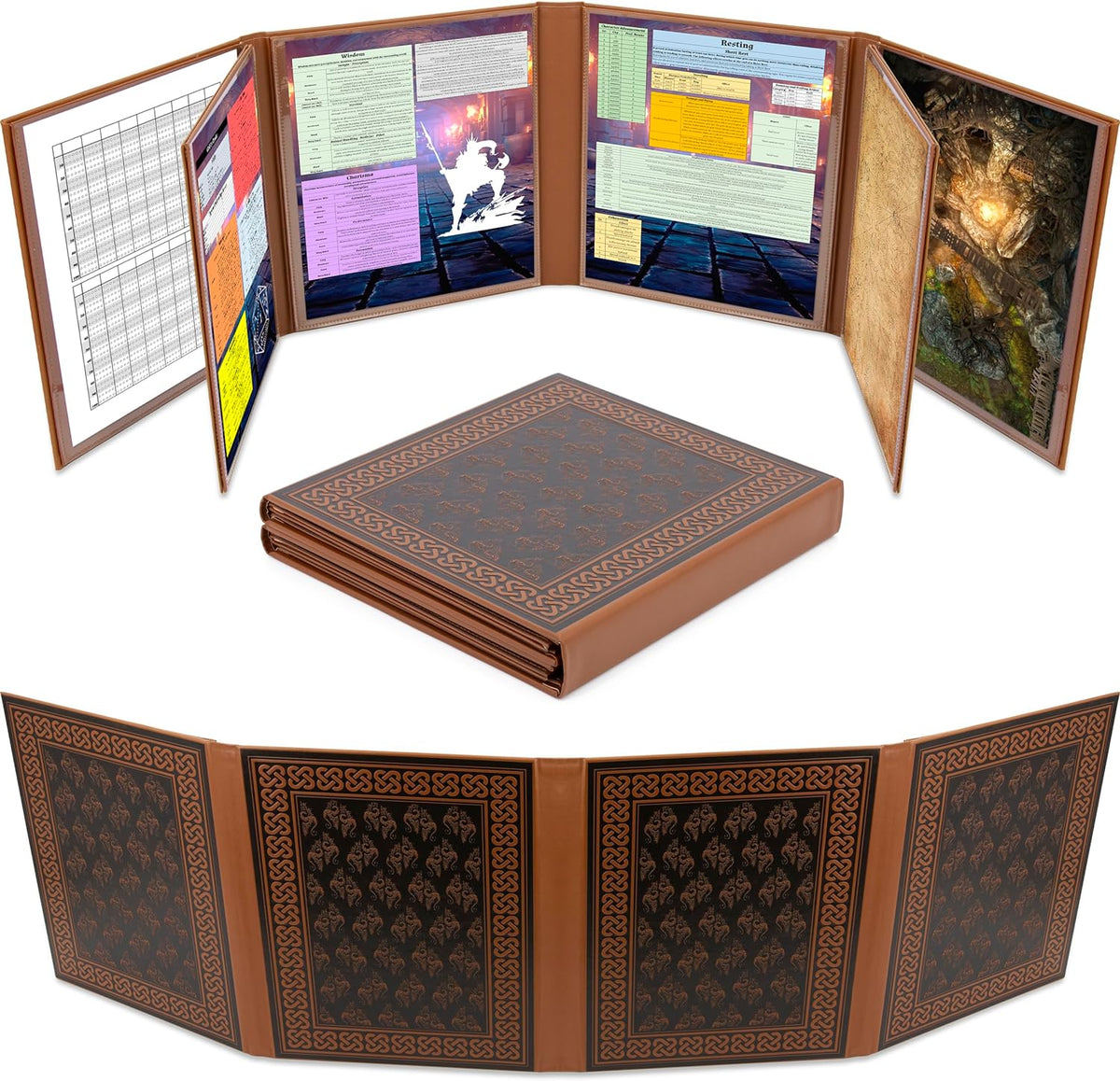 CASEMATIX DM Screen Faux Leather 8-Panel Deluxe GM Screen - Brown