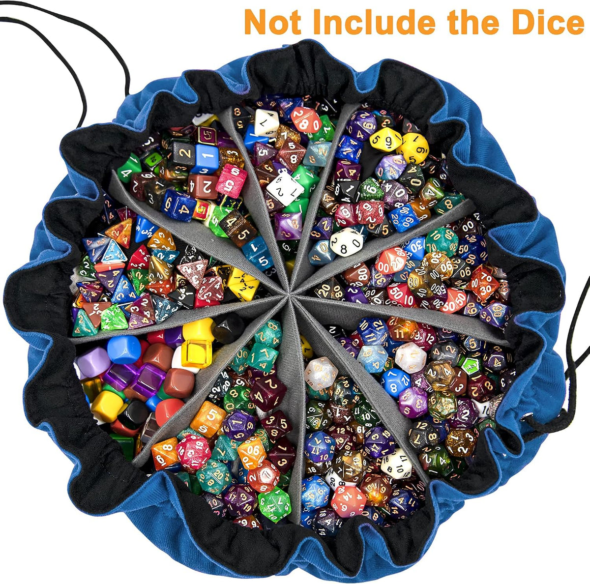 SIQUK Large Dice Bag with Pockets Big Capacity Dice Bag Drawstring - Dark Blue - image 2