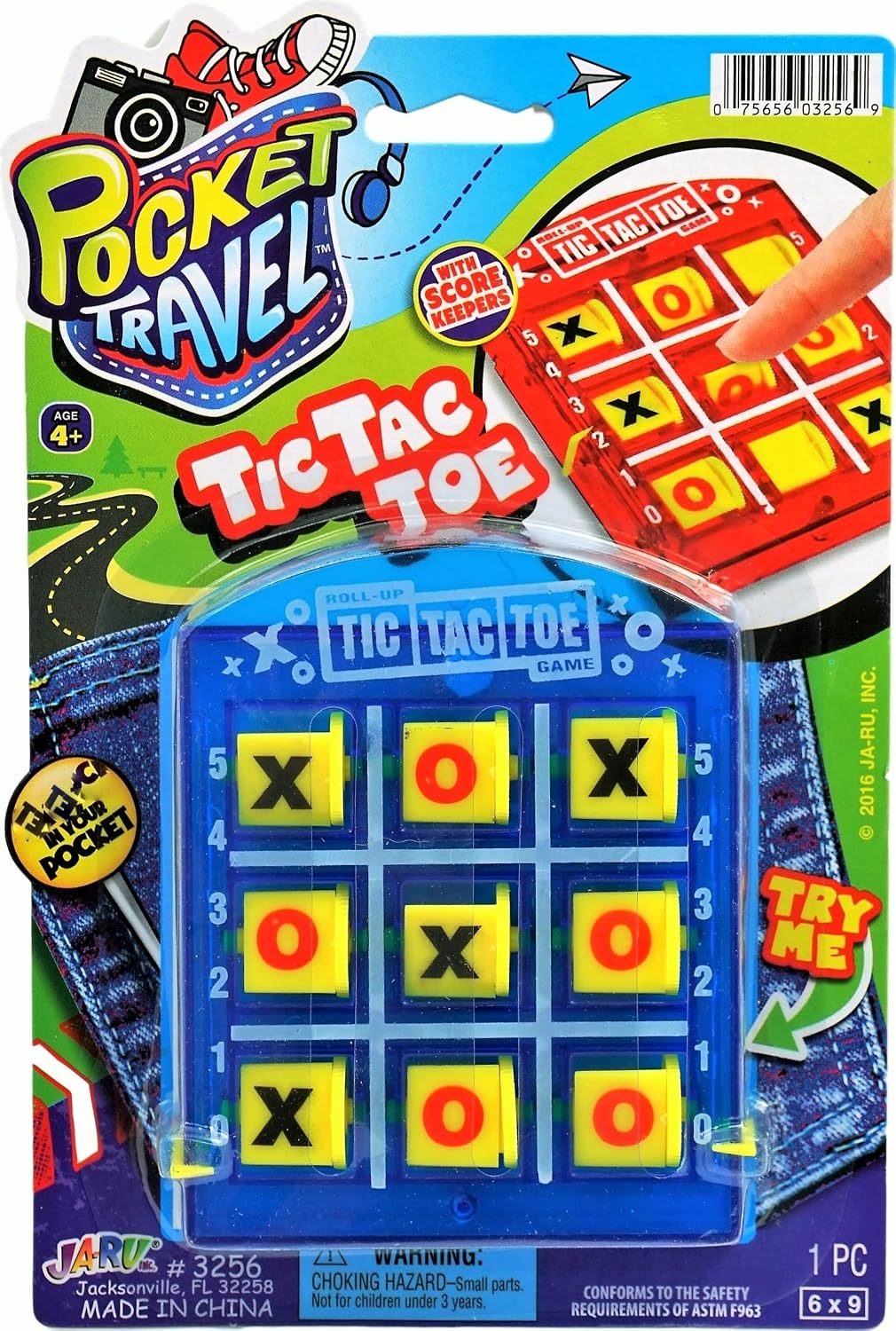 JA-RU portable tic tac toe pocket travel game, model 3256-1A