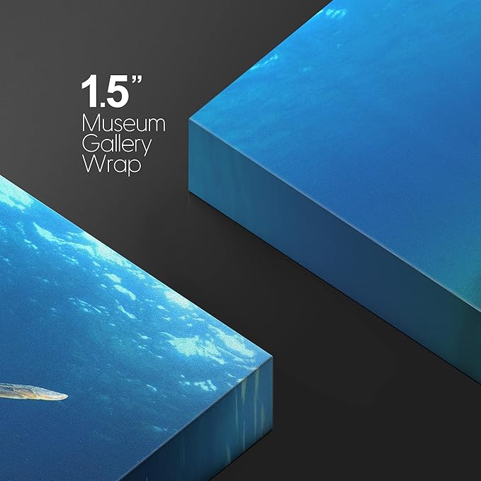 wall26 Canvas Print Wall Art Sea Turtle Gliding Through Sea Nature Ocean Photography Realism Nautical Scenic Relax/Calm Multicolor Ultra for Living Room, Bedroom, Office - 16"x24"