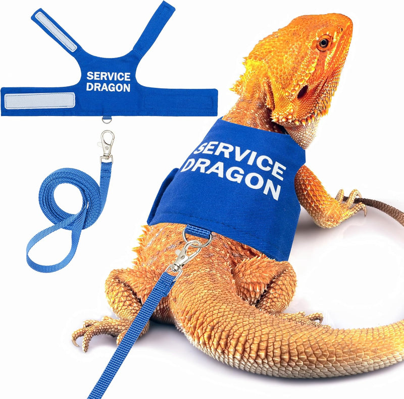 Bearded Dragon Harness and Leash Set, Escape Proof Reptile Vest – Essentials for Reptiles And Amphibians - Blue