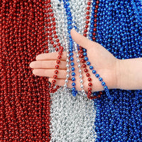 ZZYFGH 12 PCS Bead Necklace, 33'' Mardi Gras Beaded Necklaces – Fun for Kids & Family - Red Silver Blue - image 3