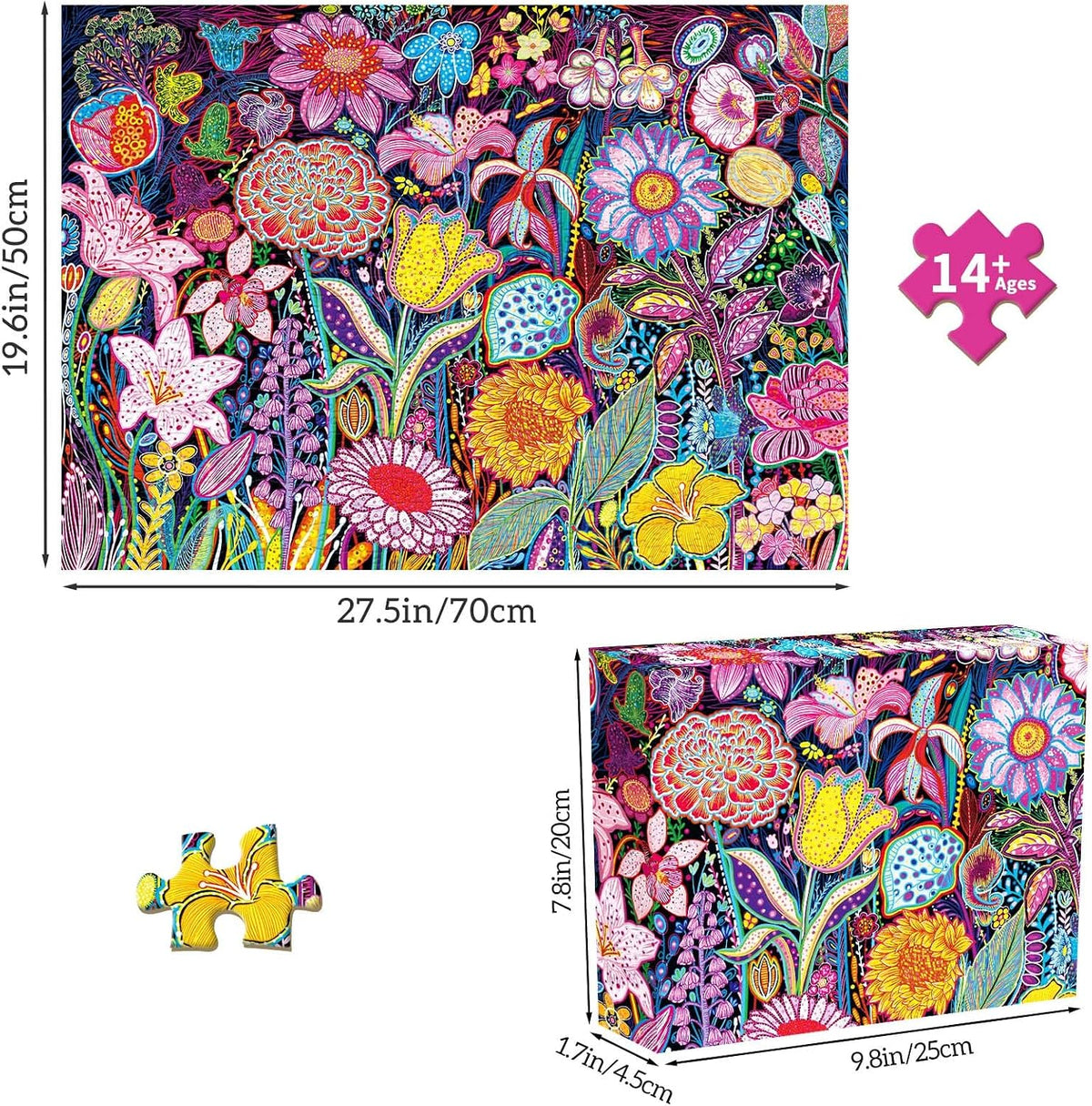 1000 Piece Puzzles for Adults, Premium Magic Book Jigsaw Puzzle – Fun for Kids & Family - Floral Flower - image 2