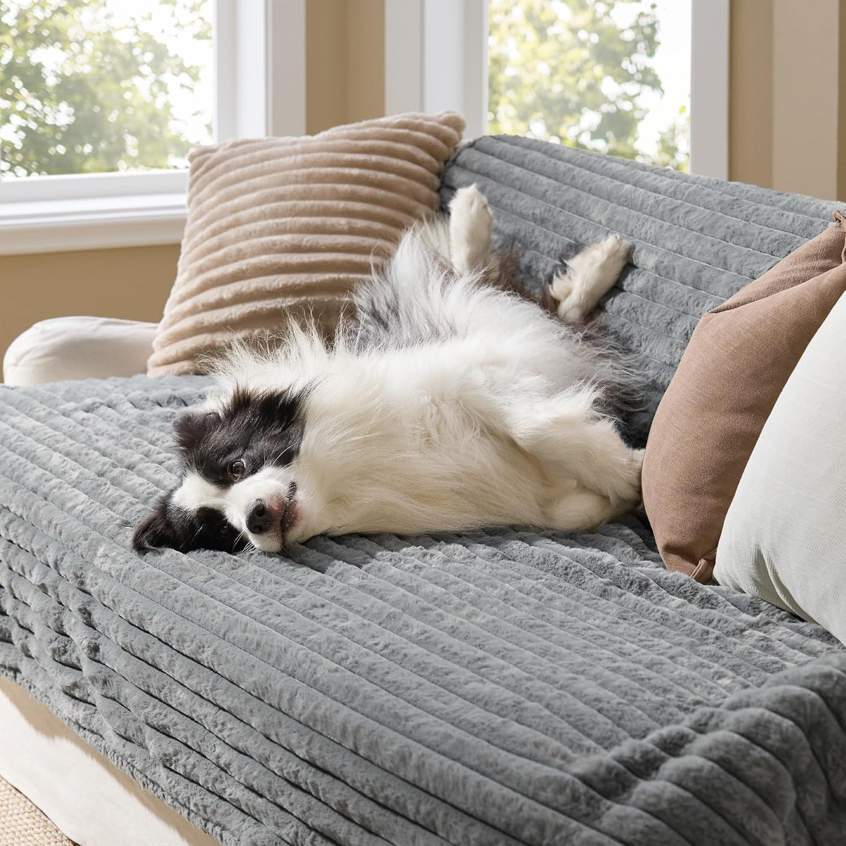 Bedsure ComfyFleece Waterproof Dog Blankets for Large Dogs - Twin(60x80")-1pc / Warm Grey - image 2