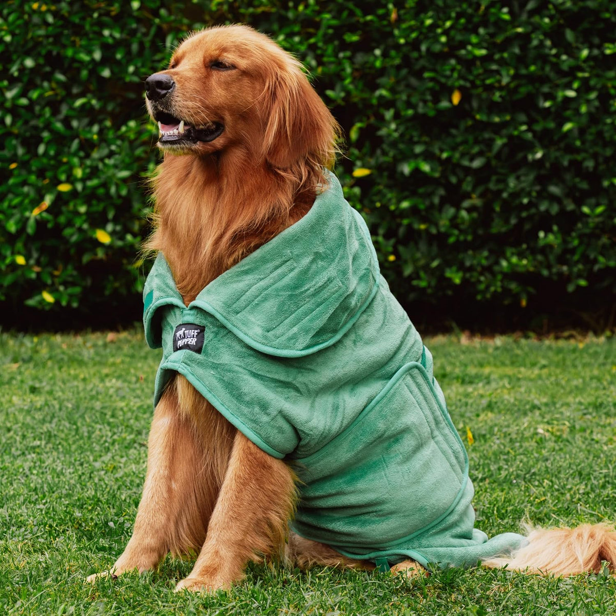 Tuff Pupper Fast Drying Dog Bath Robe - Green / XX-Large - image 4
