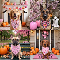 Halloween Dog Bandanas, L - Large / Pink Halloween - image 2