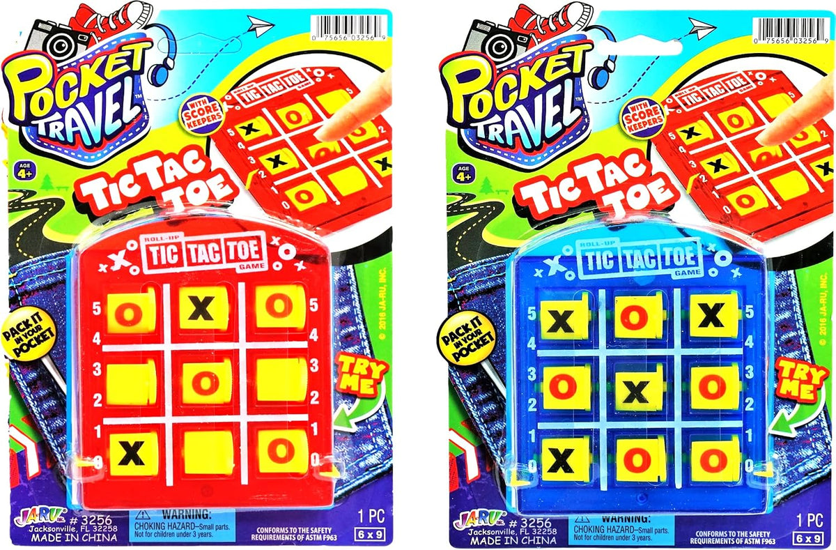 JA-RU Portable Tic Tac Toe Mini Board Game 3256-1p – Fun for Kids & Family - 2 Packs / Tic Tac Toe
