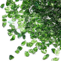 TWINKLING High Luster Fire Glass Gravel Stone Glitter,Broken Glass,Fire Gems Chips,Crushed Glass for Fire Pit Crafts Resin Art Aquarium Garden Decoration,3-6mm,1-Pound Jar (Dark Green)