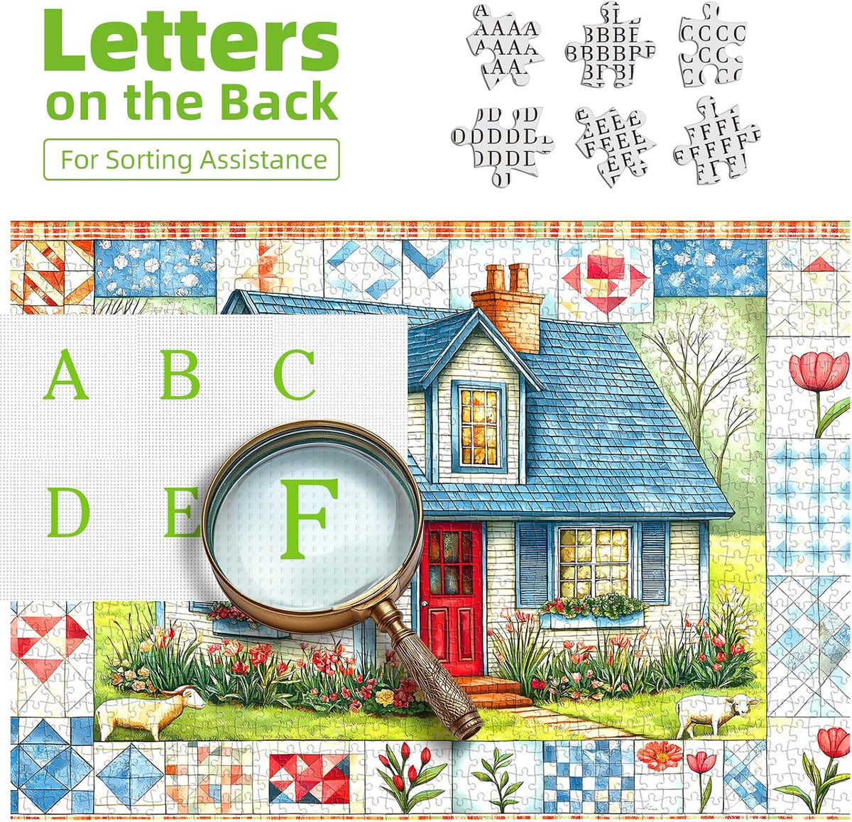 Blueforest Puzzles for Adults 500 Pieces - Quilted Cottage / 23" X 15" - image 3