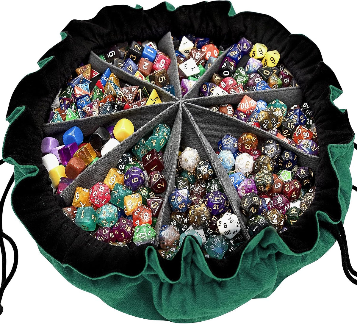 SIQUK Large Dice Bag with Pockets Big Capacity Dice Bag Drawstring - Dark Green